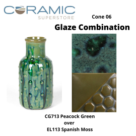 Peacock Green - CG713 over Spanish Moss EL113 Glaze Combination Peacock Green - CG713 over Spanish Moss EL113 Glaze Combination